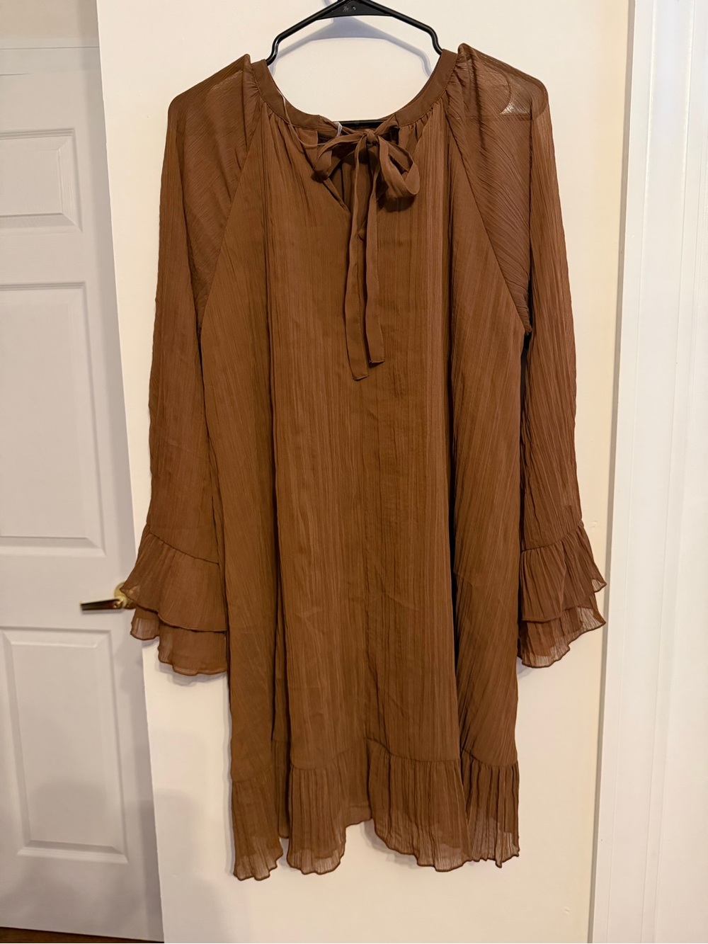 Time and Tru Brown Tiered Ruffle Dress